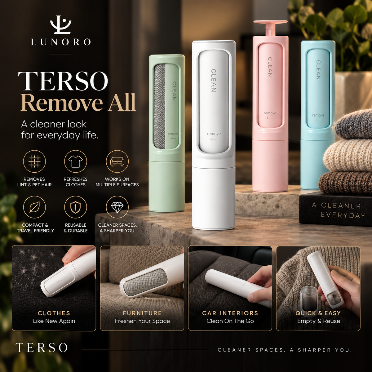 Terso Remove All — Pet Hair & Lint Remover
