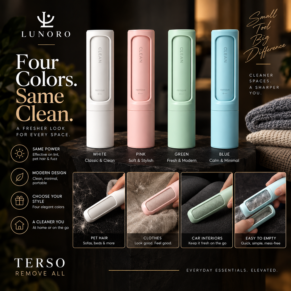 Terso Remove All — Pet Hair & Lint Remover